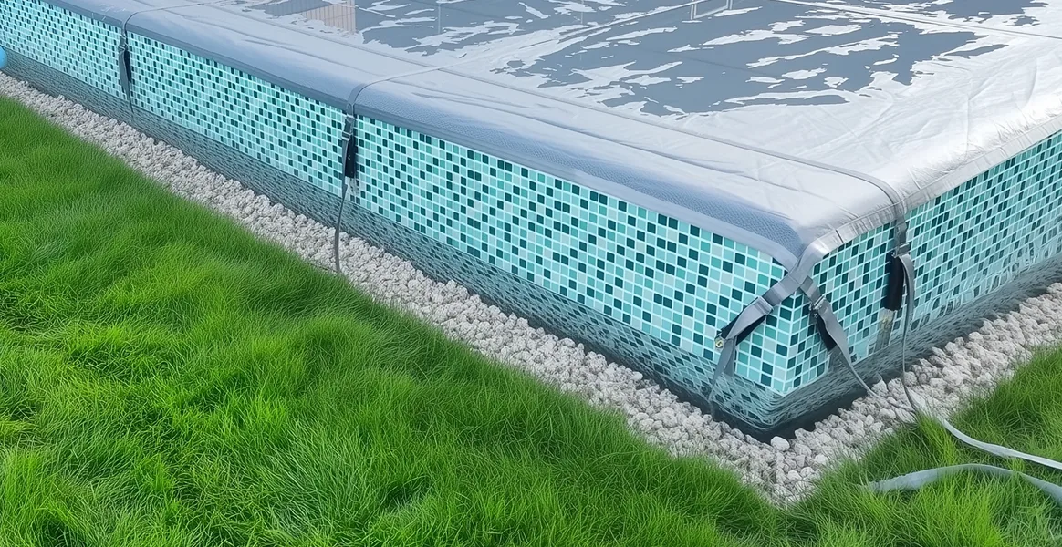 Покрывало для бассейна под снегом — защита зимой в Новом Уренгое